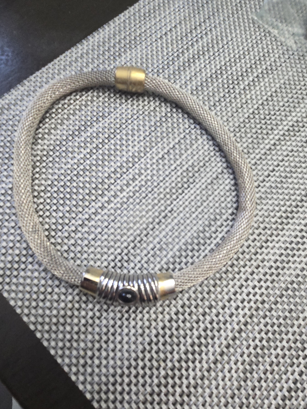 Mesh Rope Necklace with Silver and Gold Accents